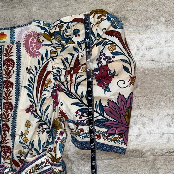 NWT FARM Rio Romantic Lightness Puff Short Sleeve Romper in Blue Pattern Size S - Picture 8 of 16